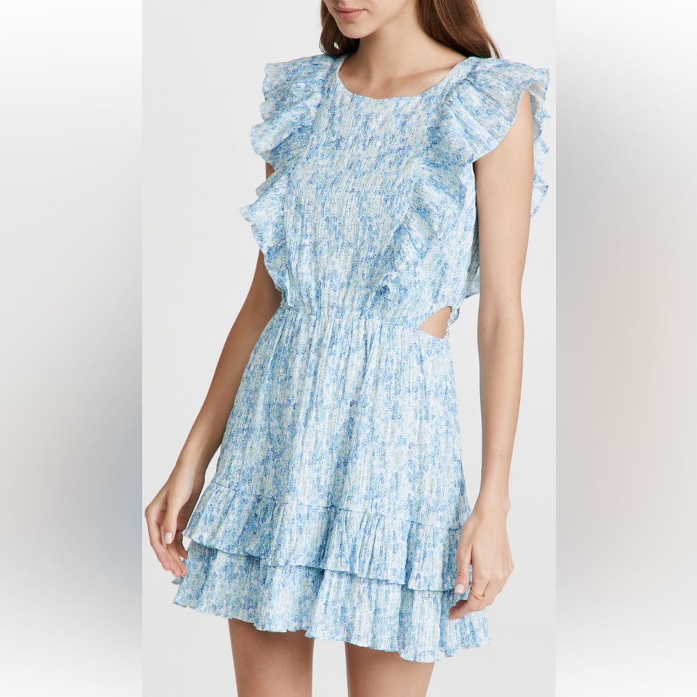 Minkpink Zahari Floral Minidress in Blue Floral Size Medium